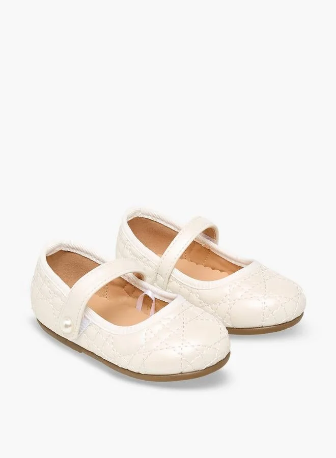 Flora Bella By Shoexpress Flora Bella Mary Jane Shoes with Hook & Loop, Quilted Design